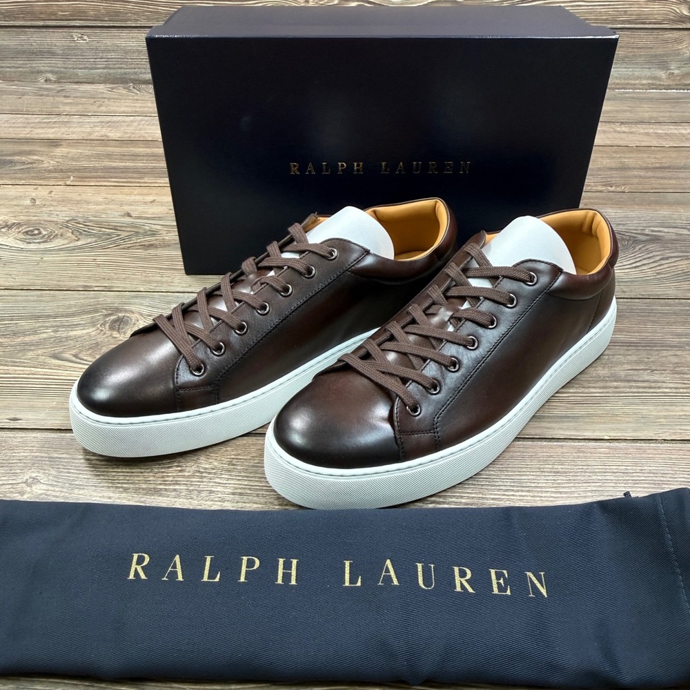Ralph Lauren Purple Label Mens 12 D Severn Sneaker English Brown Calf Italy New